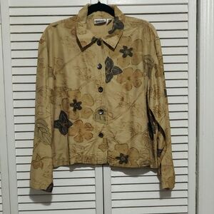 Chico's Embroidered Tan and Black Jacket